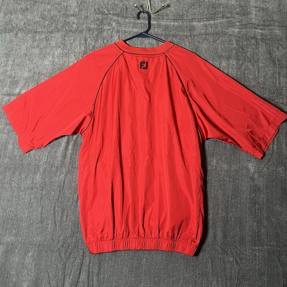 FootJoy DryJoys Windshirt Men's M Red Performance Pullover 1/2 Sleeve Golf